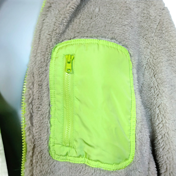 Nordstrom BP Jacket Womens Medium Beige Green Faux Shearling Neoncore NWT - Picture 3 of 12